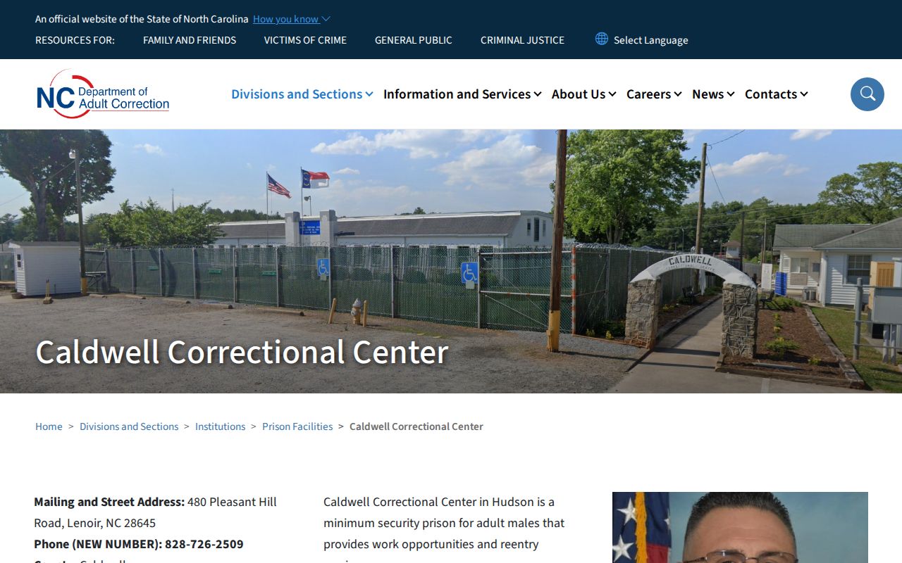 Caldwell Correctional Center state prison release profile